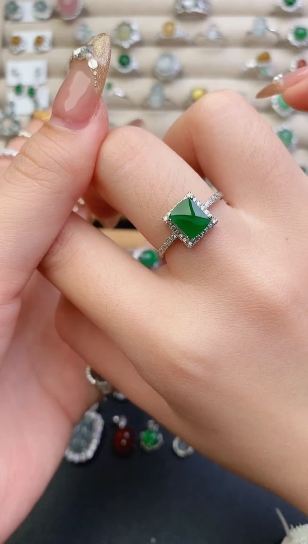 银S925镶嵌戒指翡翠0