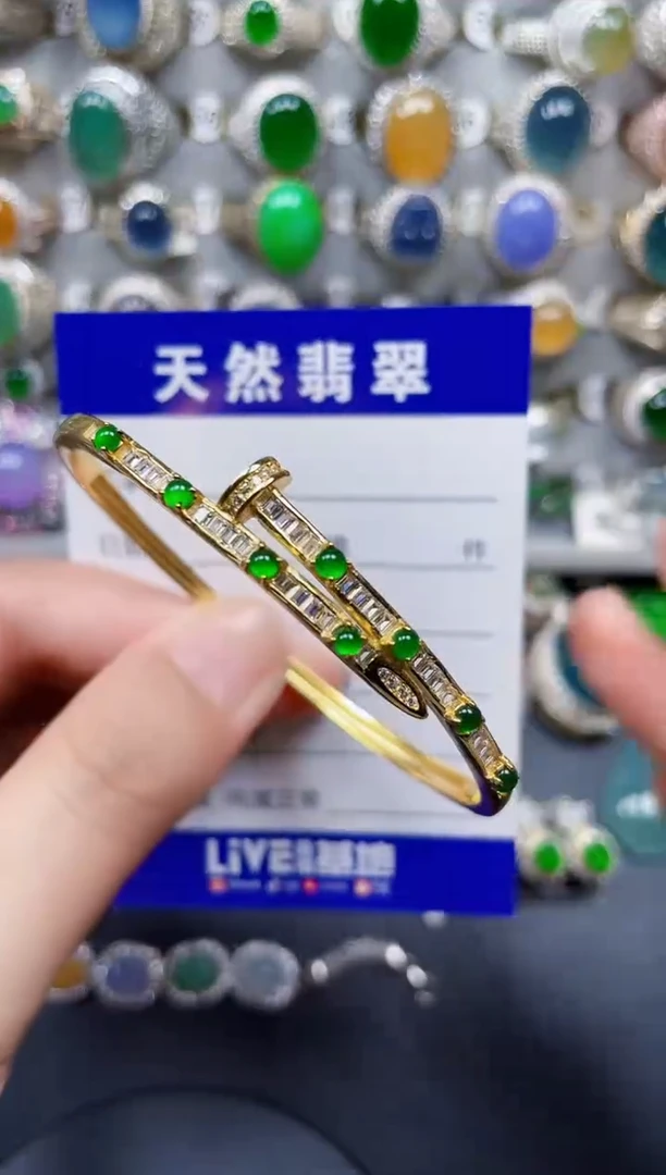 银S925镶嵌手镯翡翠164