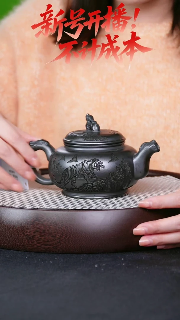 茶壶紫砂宜兴紫砂壶虎啸龙吟