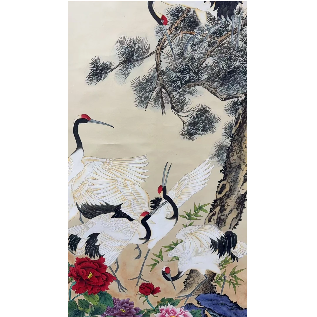 俞老款 松鹤立轴 135 65 7.8平尺