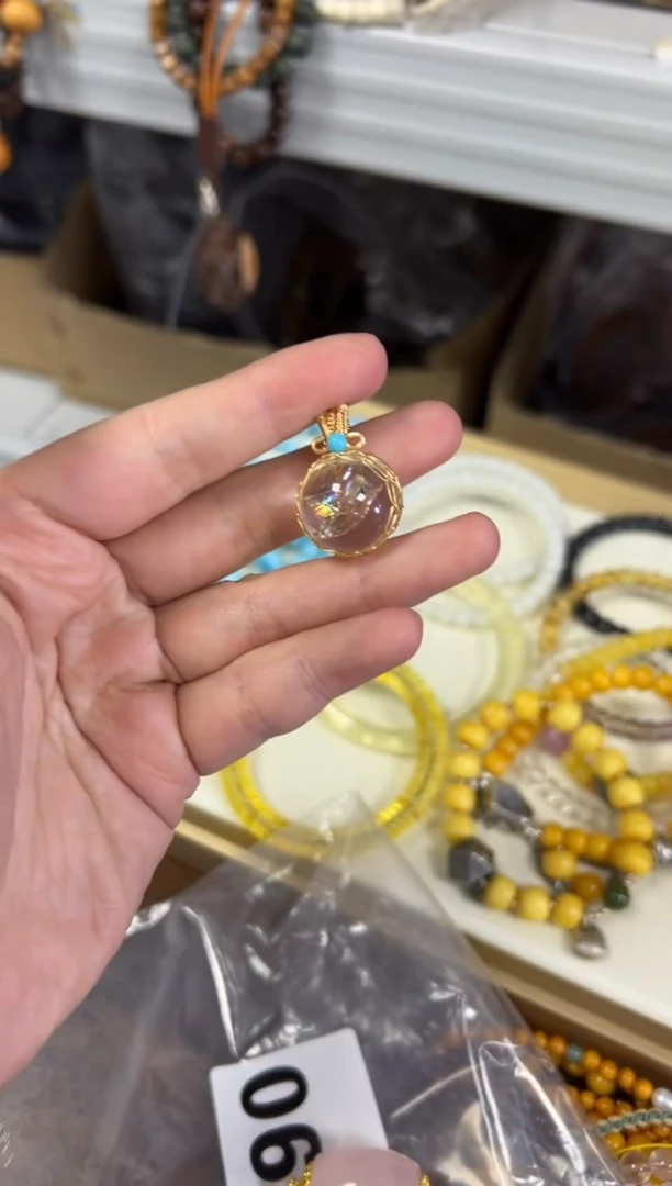 水晶手链未镶嵌白阿塞水晶编制吊坠[2380]