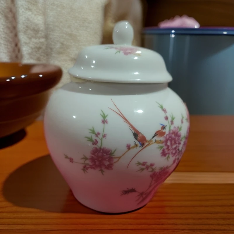 高度16肚径13景德镇陶瓷水点桃花将军罐260