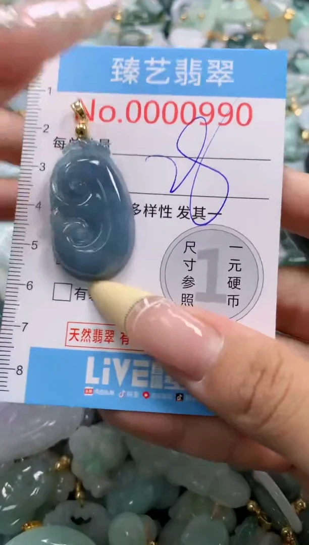 翡翠未镶嵌颈饰含绳000990