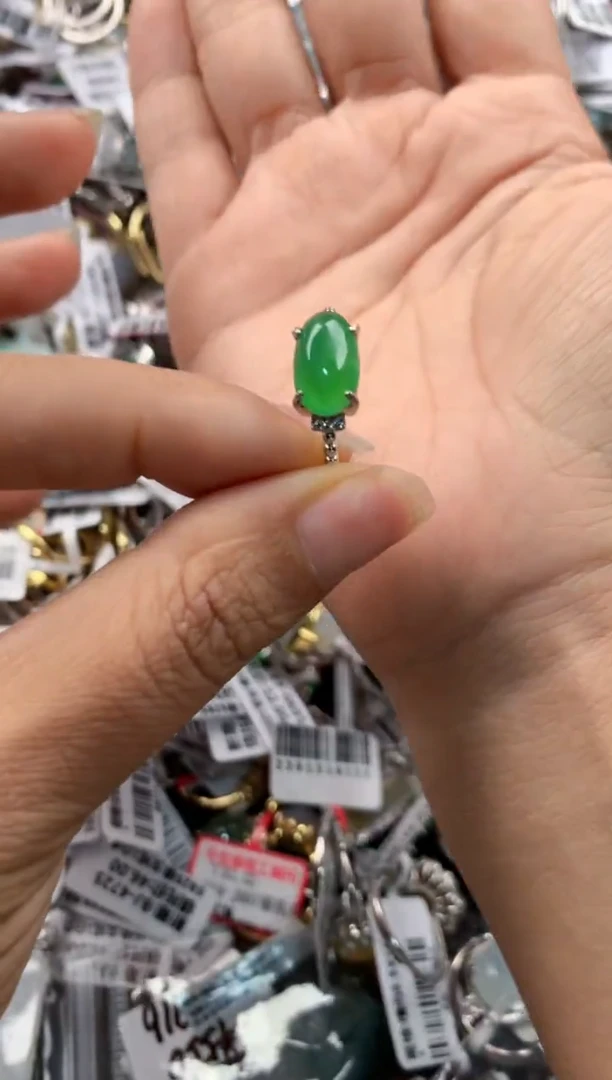 银S925镶嵌戒指翡翠101010----6