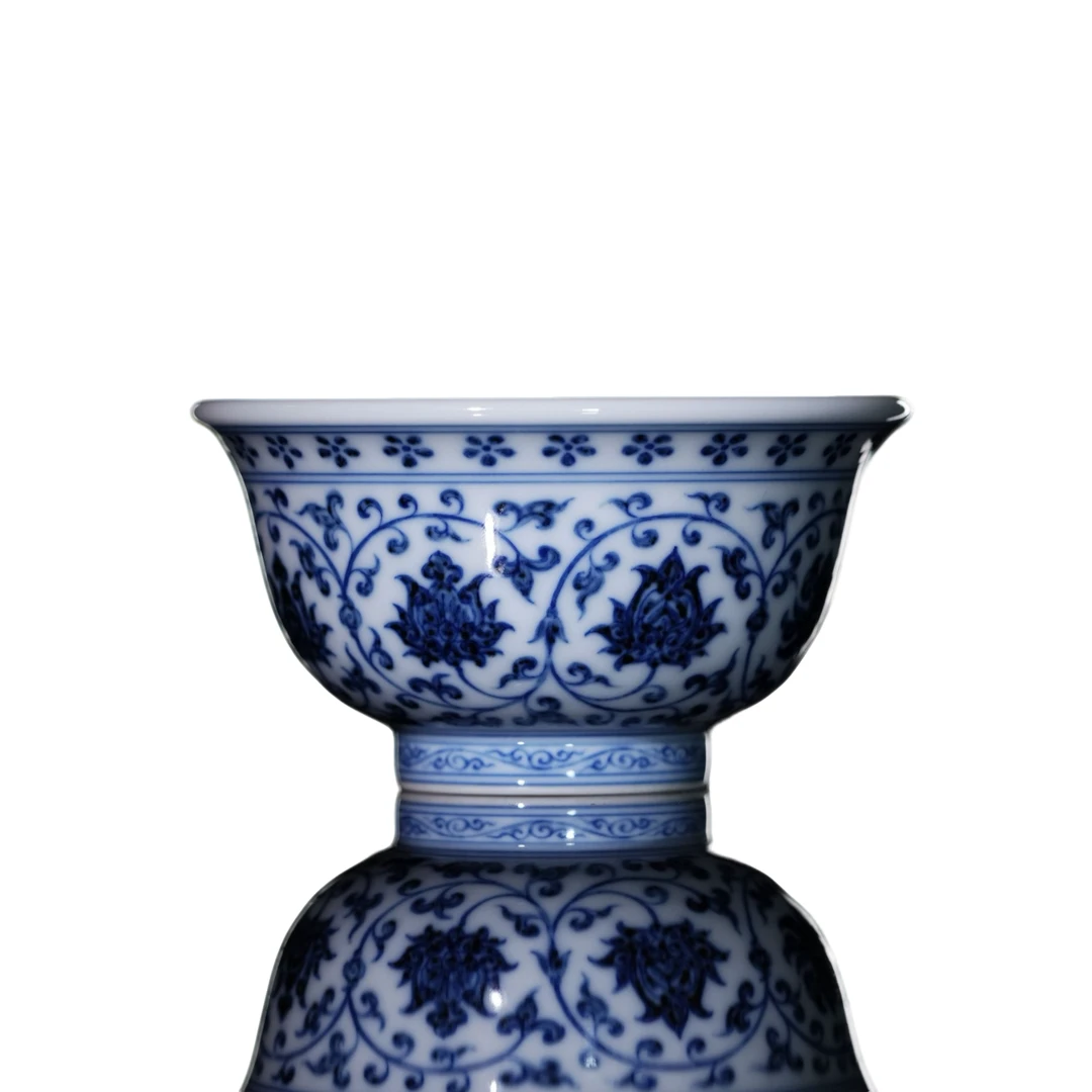 和然珍味 - 景德镇柴窑仿永乐压手内宝相心压手杯纯手工手绘