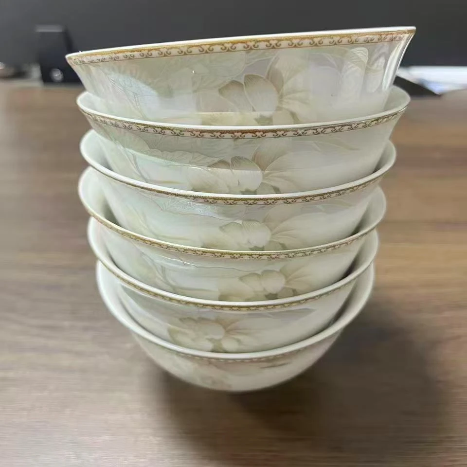 荷塘月色4.5寸脚米饭碗6个装景德镇高温陶瓷