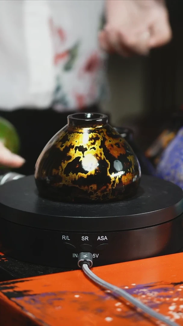 大漆杯子黑金色1