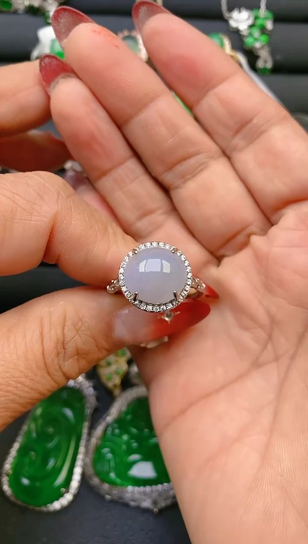 【闪购商品】翡翠戒指银S925镶嵌天然A货翡翠1