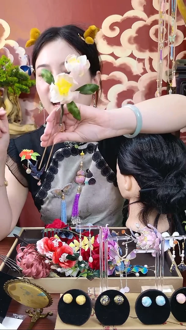 刺绣非遗绒花发簪