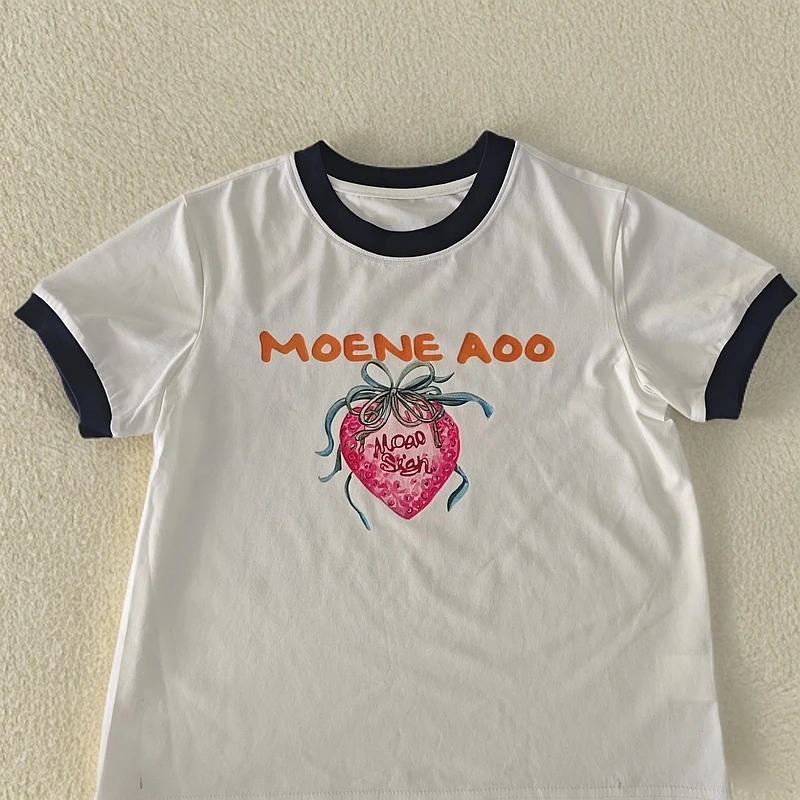 《昊妈家自制》儿童夏季印花草莓短袖338