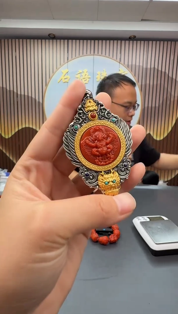 银S925镶嵌雕刻南红玛瑙007ZB0922产品一个