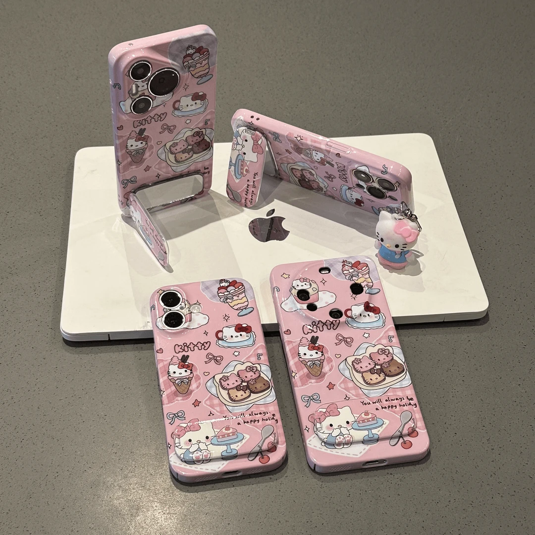 冰淇淋甜品Kitty支架适用苹果16手机壳华为vivo小米oppo可爱卡通