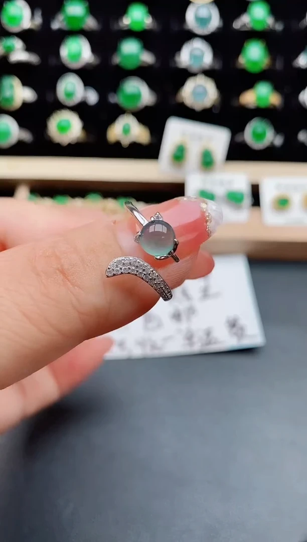 【闪购商品】翡翠戒指银S925镶嵌454545