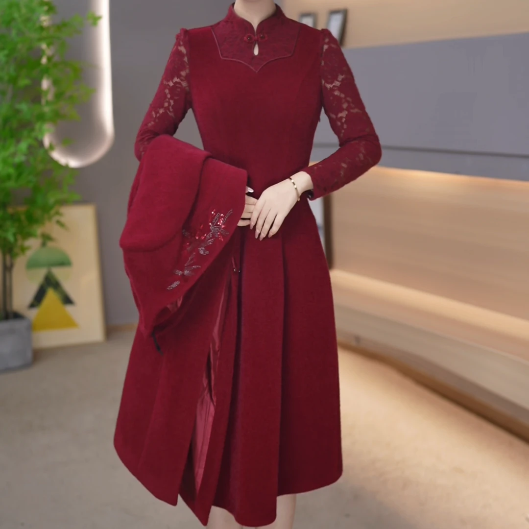 【紫睿女装】25167秋季时尚两件套连衣裙新款遮肚子显瘦洋气