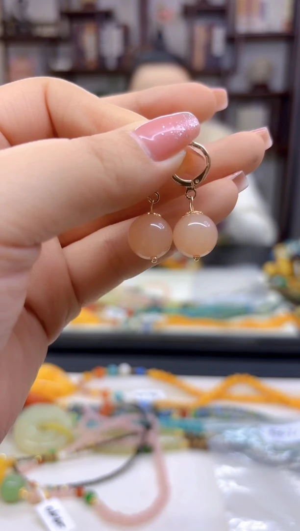 【闪购商品】和田玉耳饰14K金镶嵌E671