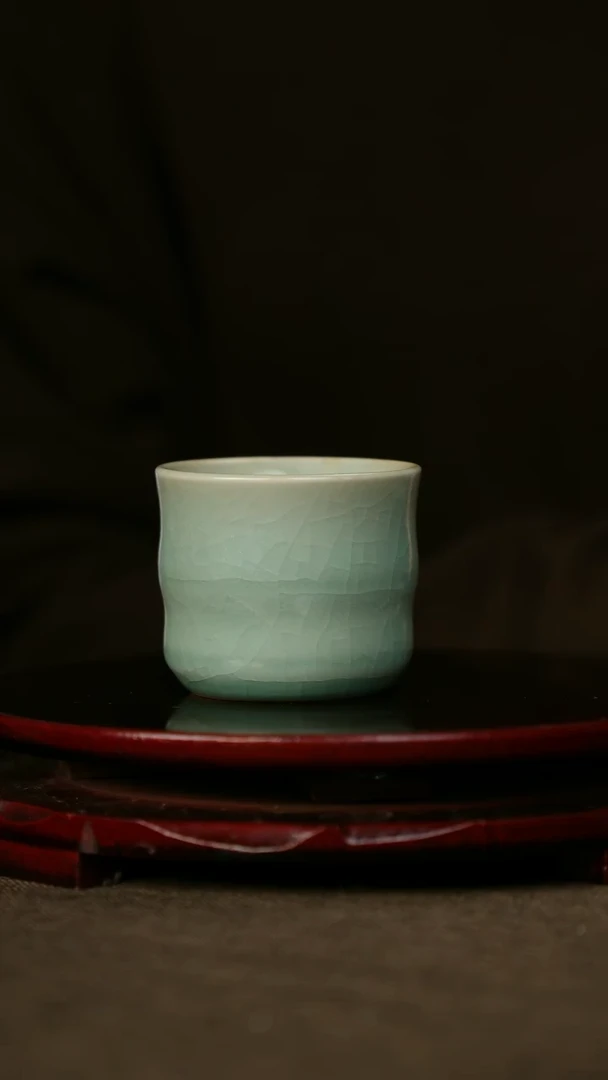 全品 竹节杯 仿古釉