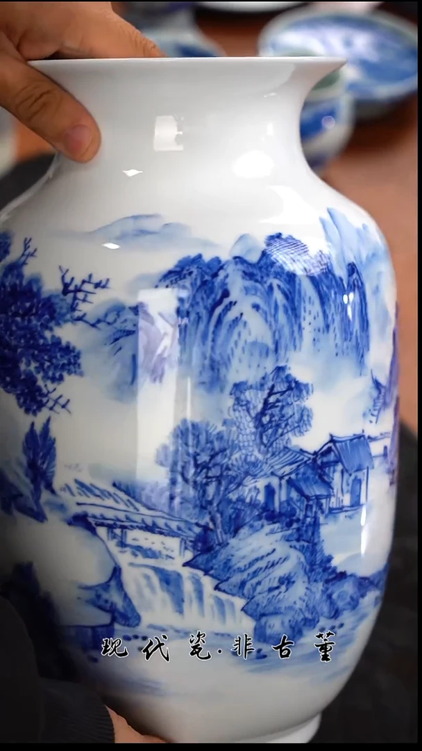 其他陶瓷正春堂山水冬瓜瓶（售后需完整开箱视频）