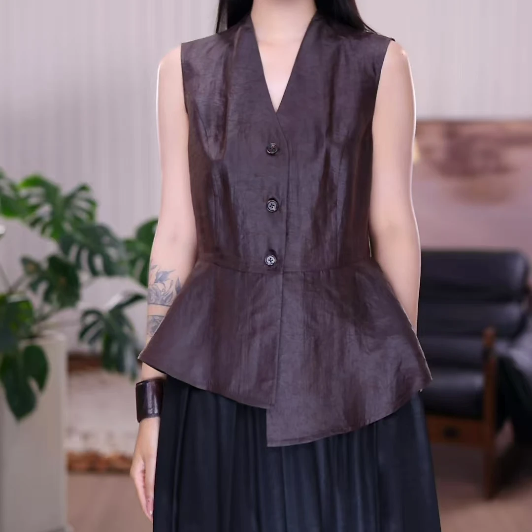 『风姿』100%桑蚕丝休闲显瘦气质百搭复古马甲