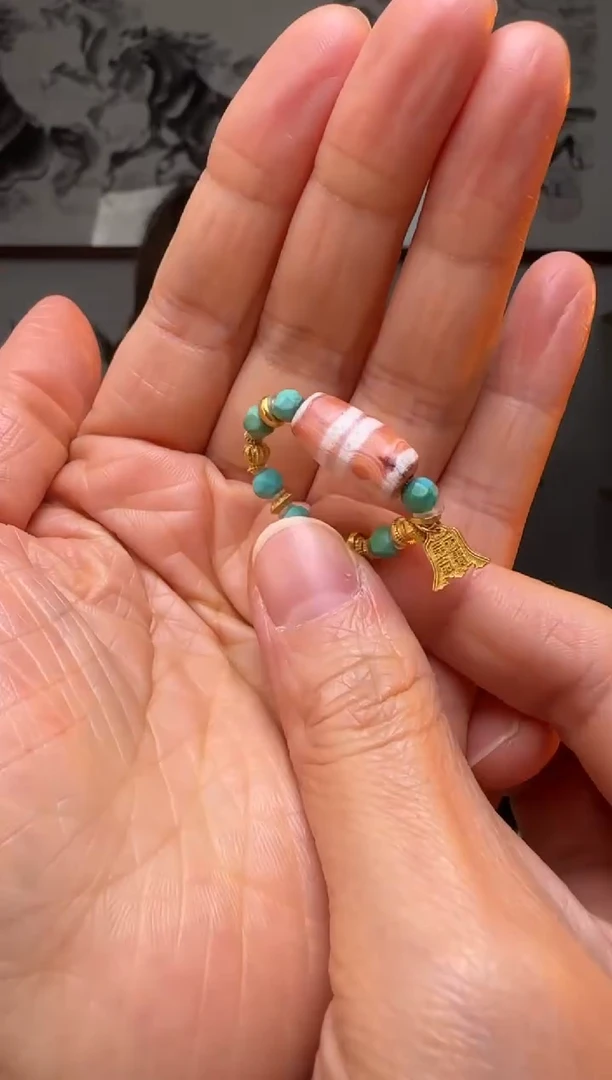 【闪购商品】绿松石戒指18K金镶嵌时尚百搭A1639