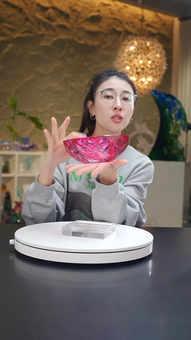 手工艺品琉璃金红切面果碗