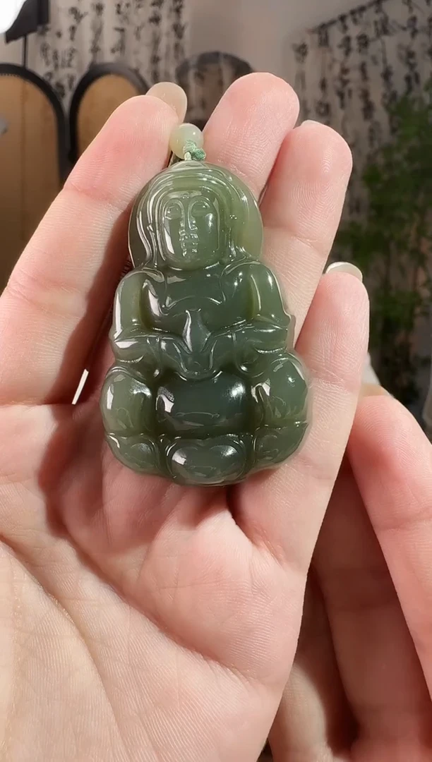 颈饰未镶嵌和田玉观音