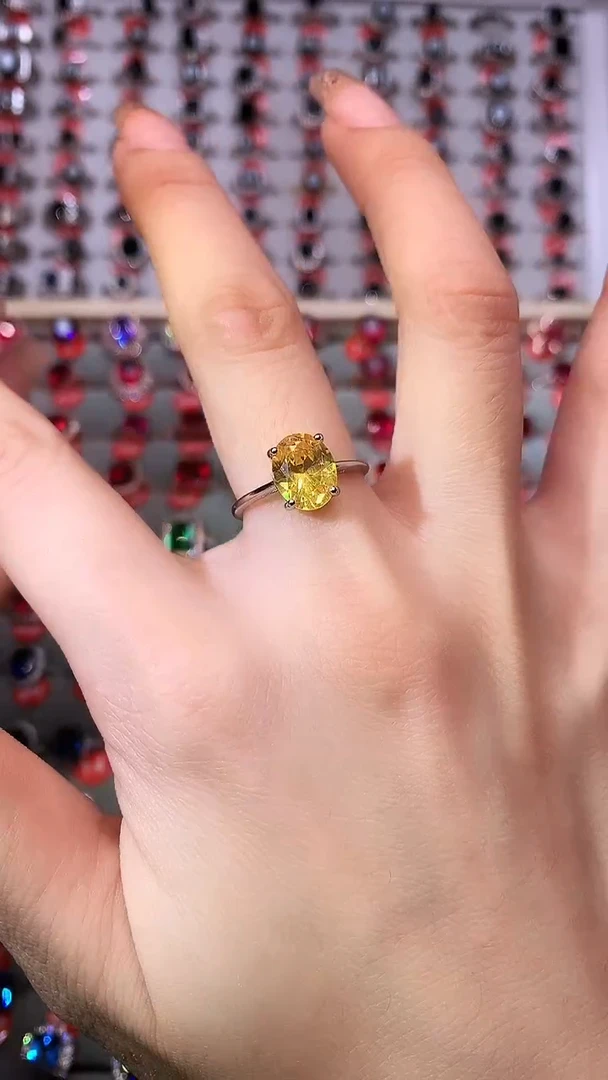 【闪购商品】黄晶戒指银S925镶嵌1111