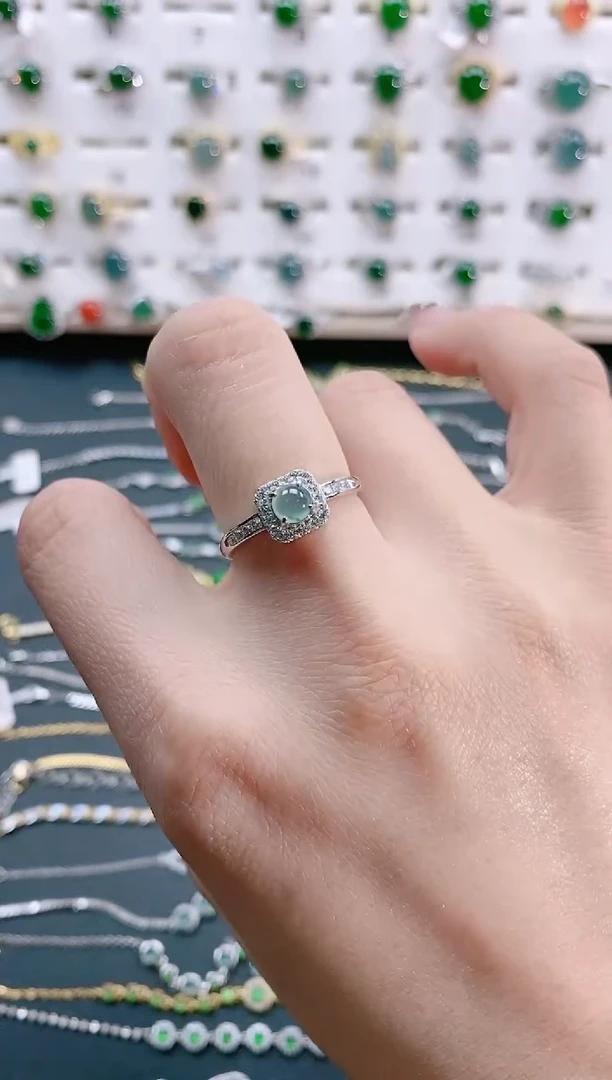 【闪购商品】翡翠戒指银S925镶嵌天然翡翠