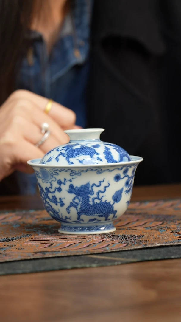 【闪购商品】望月怀古 松竹梅麒麟盖碗