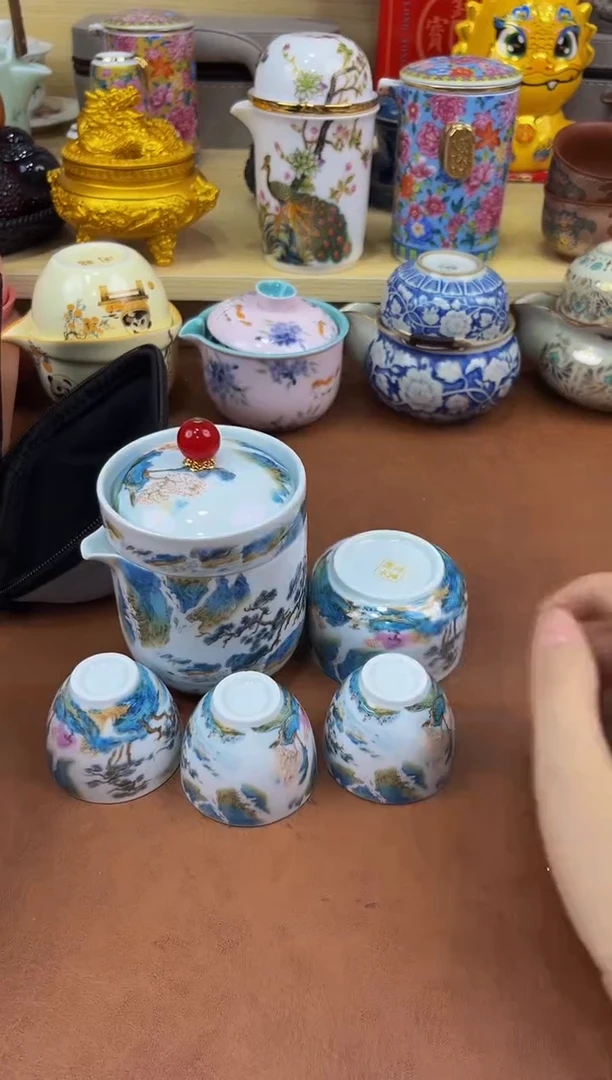 陶瓷茶具摆件旅行套组