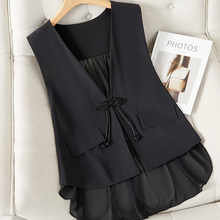 夏季雪纺马甲女薄款2025年中式国风女士马夹背心女外搭小坎肩