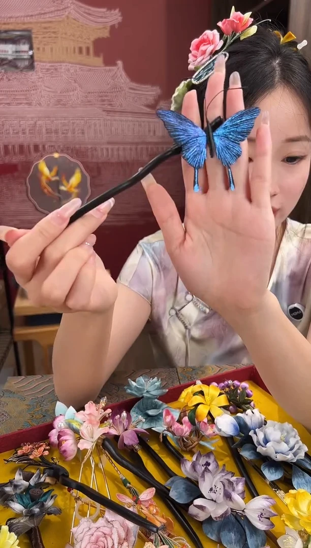 刺绣非遗绒花（发饰）