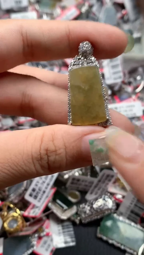 银S925镶嵌戒指翡翠天然A货缅甸翡翠