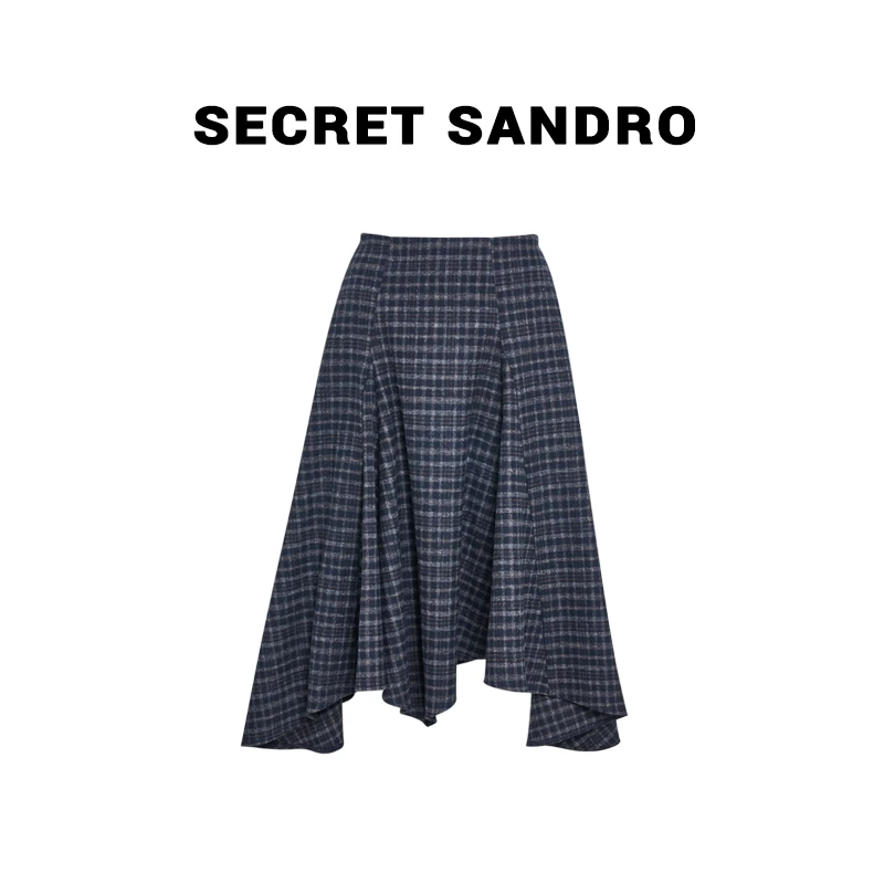 【绵羊毛不规则格子裙】【多娜&Secret Sandro粉丝专享】  B85299202N