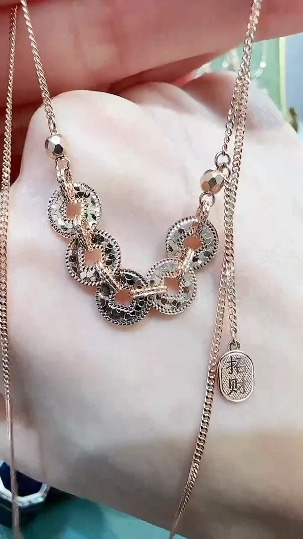 【闪购商品】18K金套链18K金爆闪铜钱套链