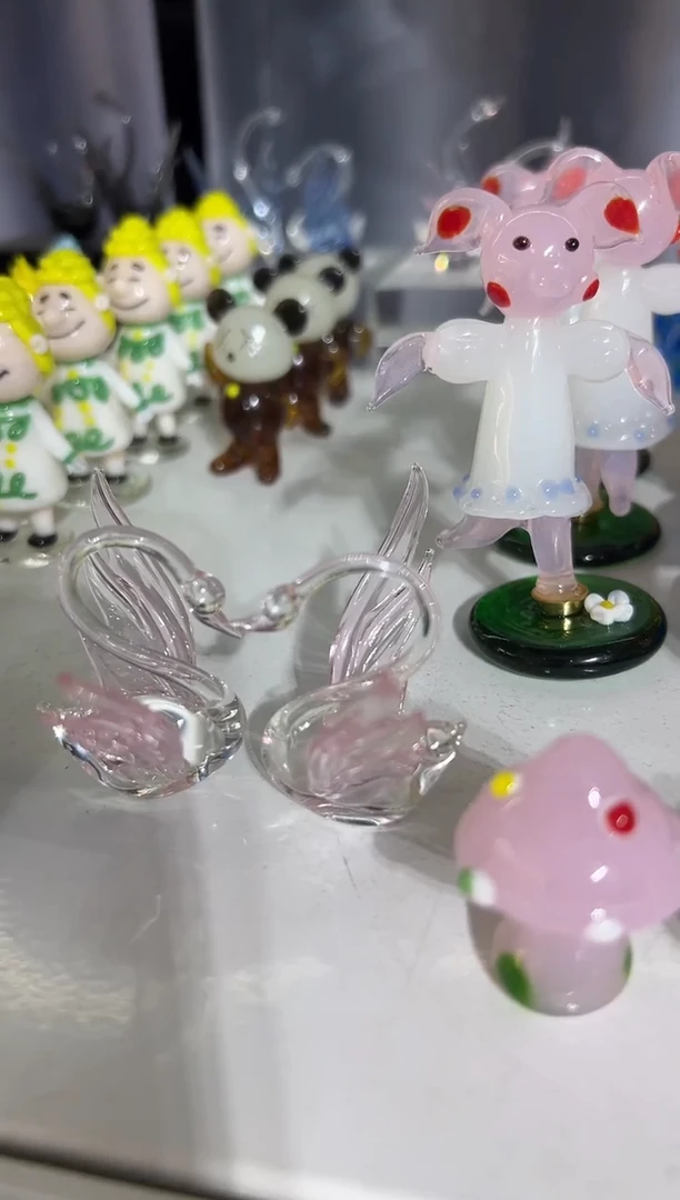 手工艺品琉璃笨*天鹅一对