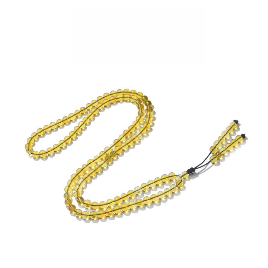 卫民珠宝-5+蓝珀108珠墨西哥3A级净水琥珀长链多圈手串百搭毛衣链