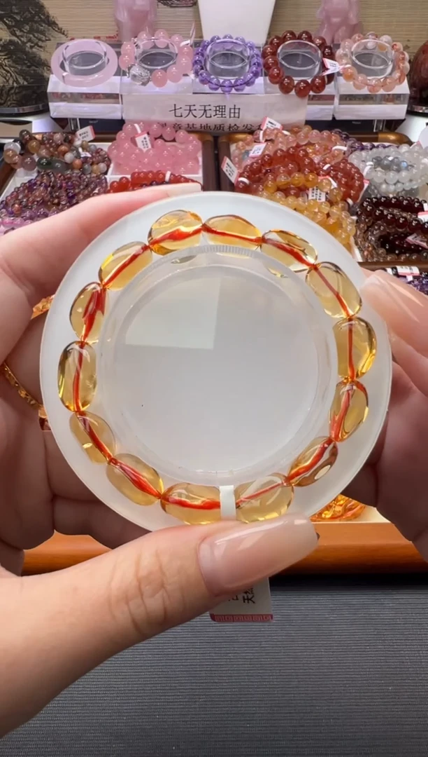 未镶嵌手链黄晶全净体巴西黄水晶糖豆9m