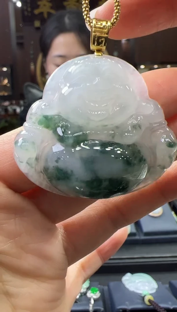 【闪购商品】翡翠挂件18K金镶嵌佛公不含链