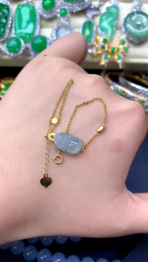 18K金镶嵌手链翡翠144-中国好珍宝