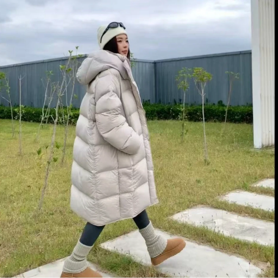 8.0升级90白鹅绒大被子轻盈泡芙时尚百搭长款羽绒服LL