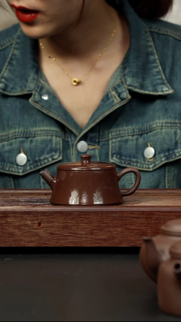 紫砂茶壶老紫泥云柱