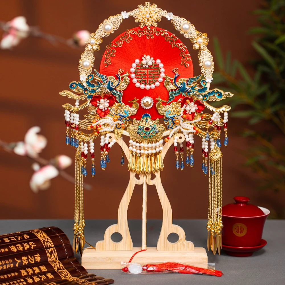 结婚团扇新娘2025年新款手工蚕丝扇双面高级重工成品diy中式礼物