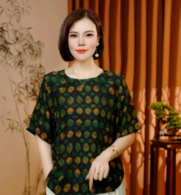 【佳仪】2025新款夏季新中式T恤短袖刻花时尚优雅气质款272A