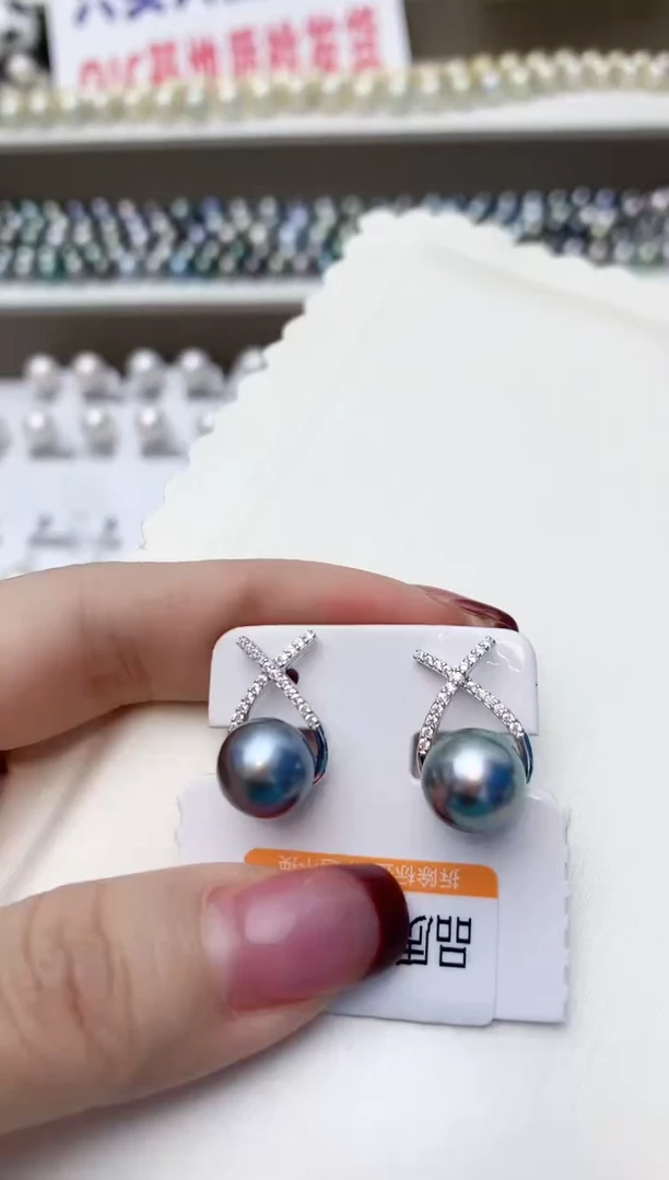 银S925镶嵌耳饰海水珍珠A12