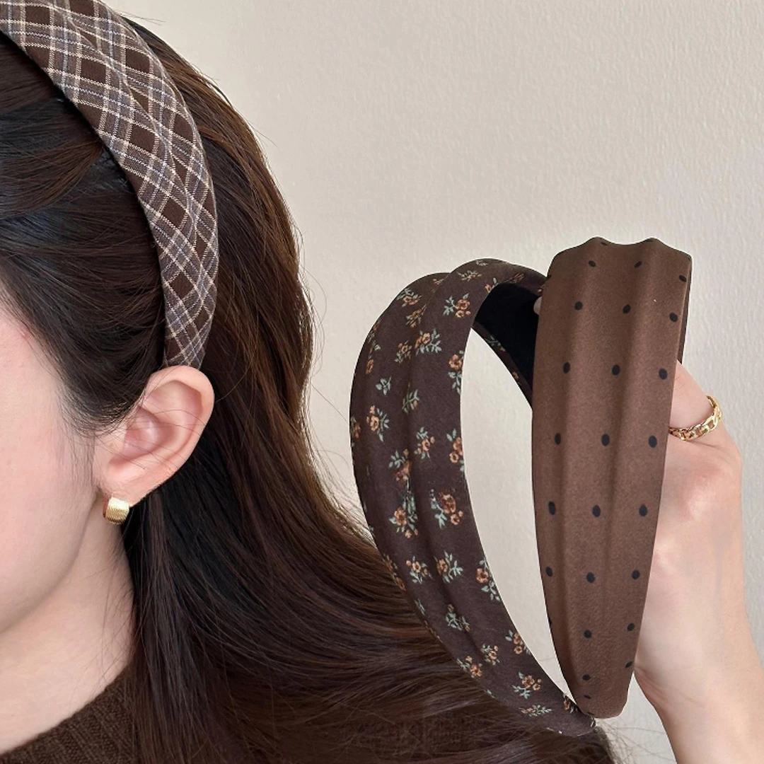 秋冬复古碎花格纹发箍女2025新款显脸小日常外戴发卡头箍气质发饰