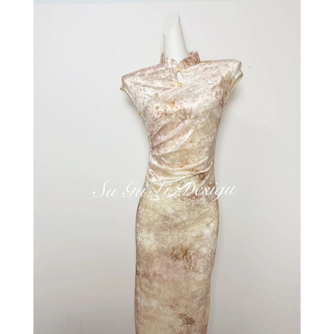 苏故里【落樱浅梦 】少女气质传统款旗袍新中式日常旗袍单层衣长122