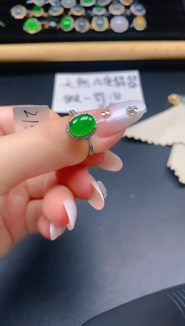 银S925镶嵌戒指翡翠35
