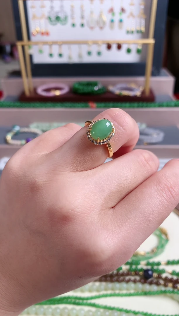 银S925镶嵌戒指和田玉1