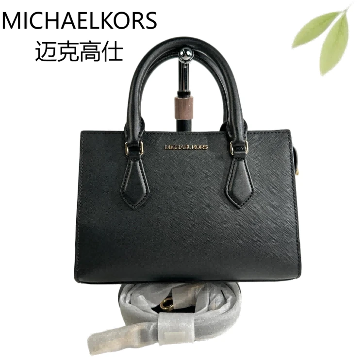 99新 MICHAEL KORS/迈克高仕 黑金手提斜挎包G25904694底长23X16