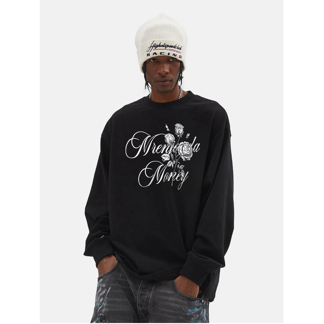 MEDM HEOAR字母潮牌美式圆领长袖男潮流oversize秋冬款加厚长袖